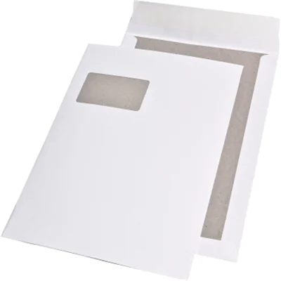 MAILmedia Papprückwandtasche DIN C4 mit Fenster 120g/m² mit Haftklebung Offsetpapier weiß