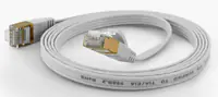 WANTEC Flaches CAT6A FTP Patchkabel - 15 m - Cat6a - F/UTP (FTP) - RJ-45 - RJ-45 - Weiß