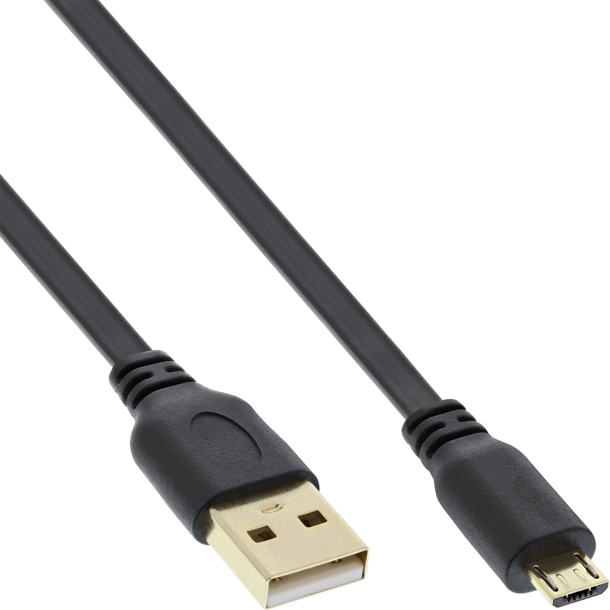 InLine - USB-Kabel - Micro-USB Typ B (S) zu USB (S) - USB 2.0 - 1 m - flach - Schwarz