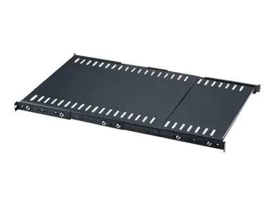 Intellinet 19" Tiefenverstellbarer Fachboden, 1 HE, tiefenverstellbar zwischen 550 mm und 1000 mm, Stahl, schwarz - Rack - Regal - Schwarz, RAL 9005 - 1U - 48.3 cm (19")