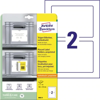 Avery Zweckform Träger-Etikett 160 x 120 mm (B x H) Polypropylen weiß/hellgrau 10 Etik./Pack.