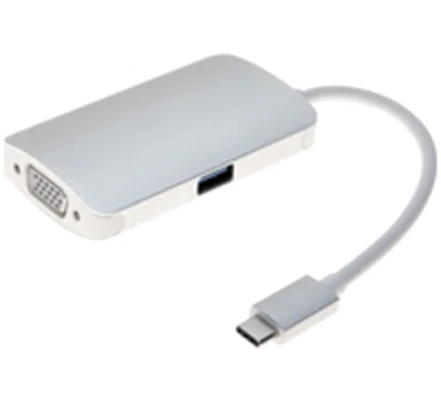 exertis Connect - Videoadapter - 24 pin USB-C (M) zu HD-15 (VGA), USB Typ A (W) - USB 3.1 Gen 1 - 23 cm - 1080p-Unterstützung, USB Power Delivery (60W) - Grau, weiß