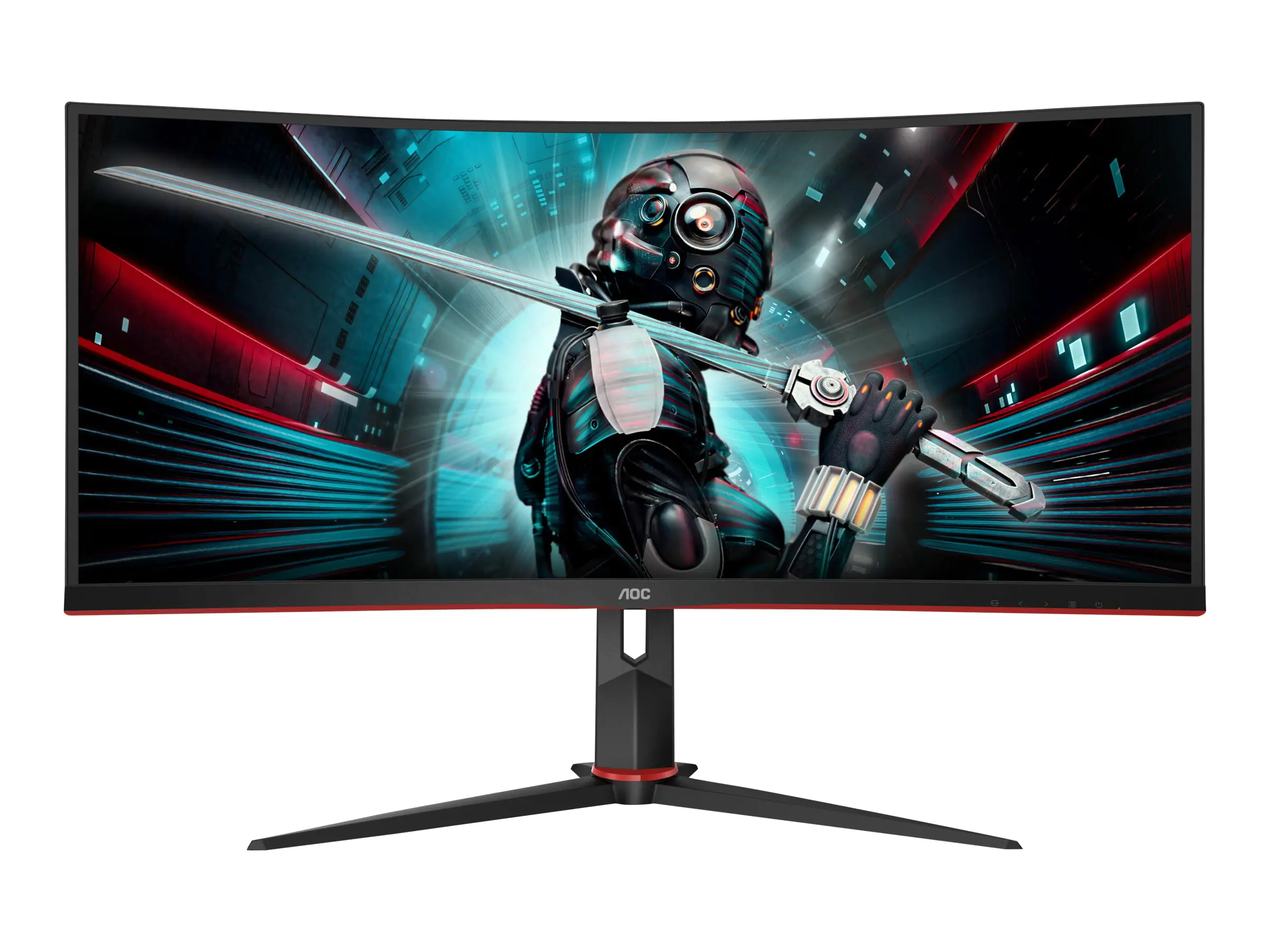AOC Gaming CU34G2X/BK - G2 Series - LED-Monitor - Gaming - gebogen - 86.4 cm (34") (34" sichtbar) - 3440 x 1440 WQHD @ 144 Hz - VA - 300 cd/m² - 3000:1 - 1 ms - 2xHDMI, DisplayPort - Textured Black, rot (Textur)