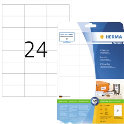 HERMA Etikett PREMIUM 5053 66x33,8mm weiß 600 St./Pack. HERMA Etikett PREMIUM 5053 66x33,8mm weiß 600 St./Pack.