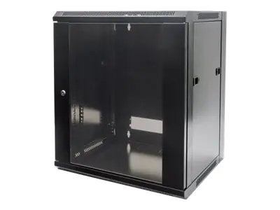 Intellinet Network Cabinet, Wall Mount (Standard), 9U, Usable Depth 410mm/Width 510mm, Black, Flatpack, Max 60kg, Metal & Glass Door, Back Panel, Removeable Sides, Suitable also for use on desk or floor, 19",Parts for wall install (eg screws/rawl