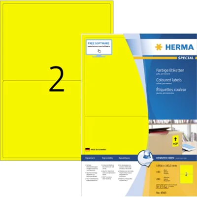 HERMA Etikett 4565 199,6x143,5mm A4 gelb 200 St./Pack. HERMA Etikett 4565 199,6x143,5mm A4 gelb 200 St./Pack.