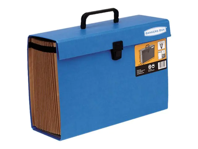 Bankers Box® Fächermappe Handifile DIN A4 inkl. vorgedruckter Registerkarten, blanko Registerkarten Faserplatten blau 19 Fächer