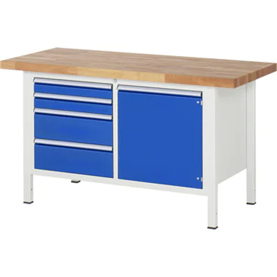 RAU Werkbank 8000 1.500 x 840-1.040 x 700 mm (B x H x T) enzianblau lichtgrau