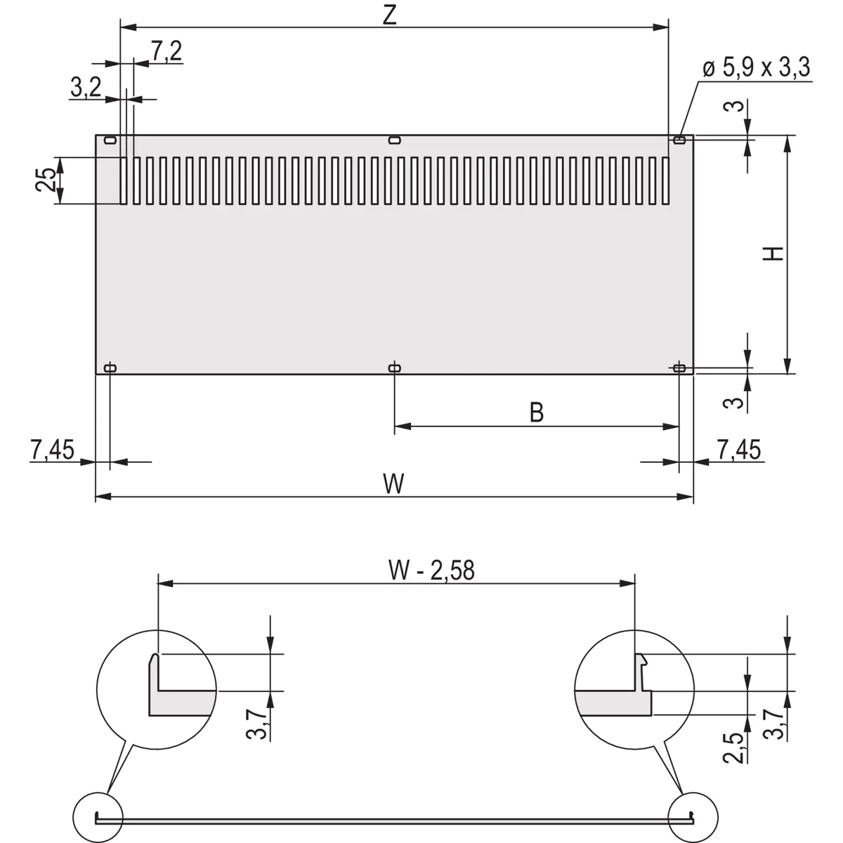 SCHROFF RUECKWAND HF 63TE BELUEF - Rack-Zubehör