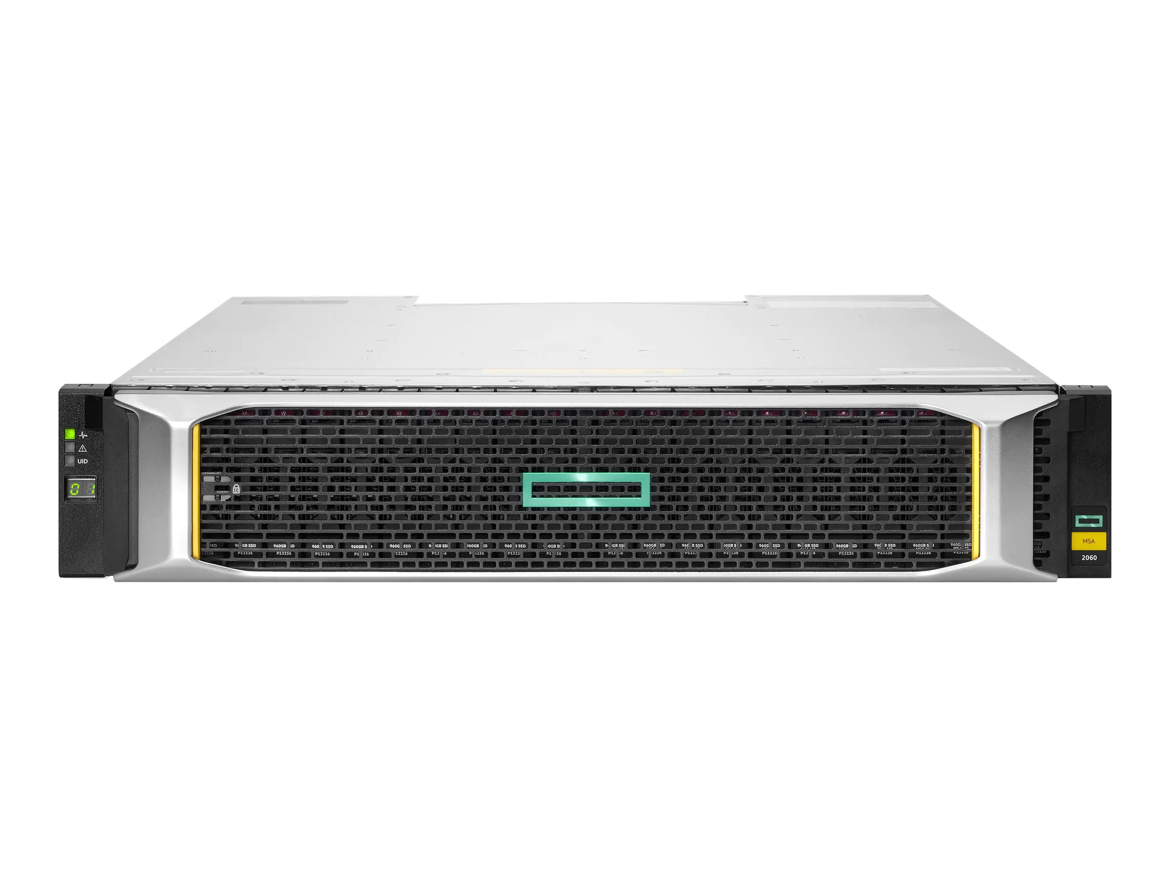 HPE Modular Smart Array 2062 16Gb Fibre Channel SFF Storage - Festplatten-Array - 3.84 TB - 24 Schächte (SAS-3) - SSD 1.92 TB x 2 - 16Gb Fibre Channel (extern) - Rack - einbaufähig - 2U
