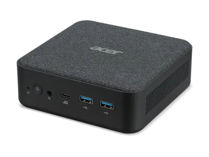 Acer Revo Box RB102-RPL - Barebone - Mini-PC - 1 x Core 5 120U / 1.4 GHz - RAM 16 GB - SSD 512 GB - Intel Graphics - Wi-Fi 6, Bluetooth, 1GbE - WLAN: 802.11a/b/g/n/ac/ax, Bluetooth - Win 11 Pro - Schwarz
