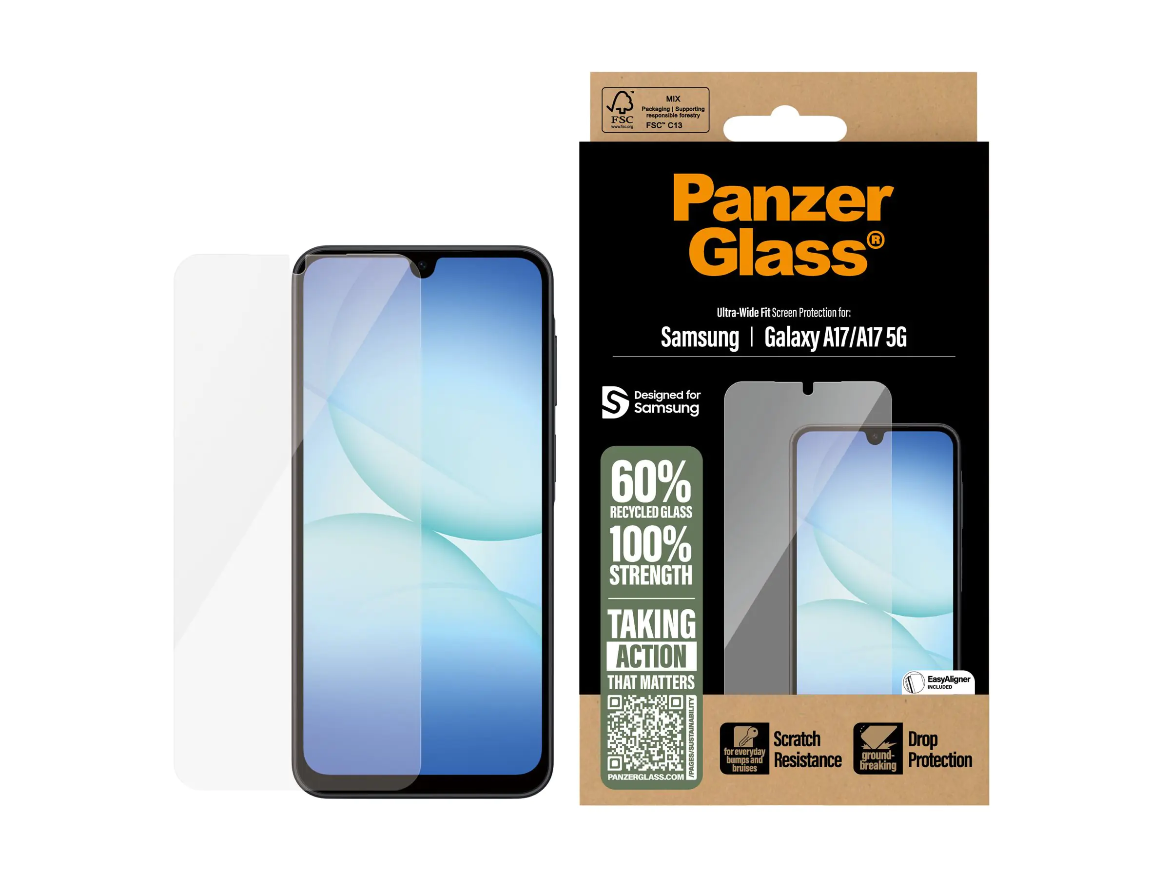 PanzerGlass Bildschirmschutz für Handy - ultrabreite Passform mit EasyAligner