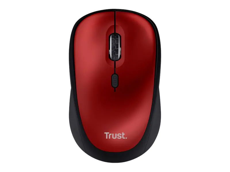 Trust Yvi+ - Maus - leise - Für Rechtshänder - optisch - 4 Tasten - kabellos - 2.4 GHz - kabelloser Empfänger (USB) - Rot Trust Yvi+ - Maus - leise - Für Rechtshänder - optisch - 4 Tasten - kabellos - 2.4 GHz - kabelloser Empfänger (USB) - Rot