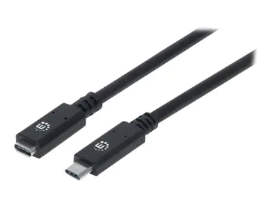 Manhattan USB-C to USB-C Extension Cable, 50cm, Male to Female, 10 Gbps (USB 3.2 Gen2 aka USB 3.1), 5A (super fast charging), SuperSpeed+ USB, Black, Lifetime Warranty, Polybag - USB-Verlängerungskabel - 24 pin USB-C (M) zu 24 pin USB-C (W) - USB 3.1 Gen Manhattan USB-C to USB-C Extension Cable, 50cm, Male to Female, 10 Gbps (USB 3.2 Gen2 aka USB 3.1), 5A (super fast charging), SuperSpeed+ USB, Black, Lifetime Warranty, Polybag - USB-Verlängerungskabel - 24 pin USB-C (M) zu 24 pin USB-C (W) - USB 3.1 Gen