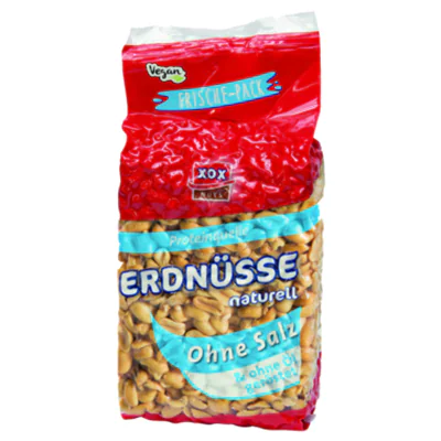 XOX Erdnüsse naturell Tüte 900 g/Pack. XOX Erdnüsse naturell Tüte 900 g/Pack.