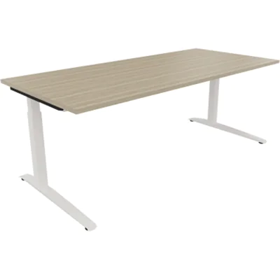 Schreibtisch Kufe Einzels. Quadrat B2000xT900xH650-850 ws/Eiche Natur