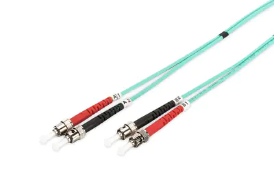 DIGITUS - Patch-Kabel - ST multi-mode (M) zu ST multi-mode (M) - 2 m - Glasfaser - 50/125 Mikrometer - OM3 - geschirmt, halogenfrei - Aquamarin