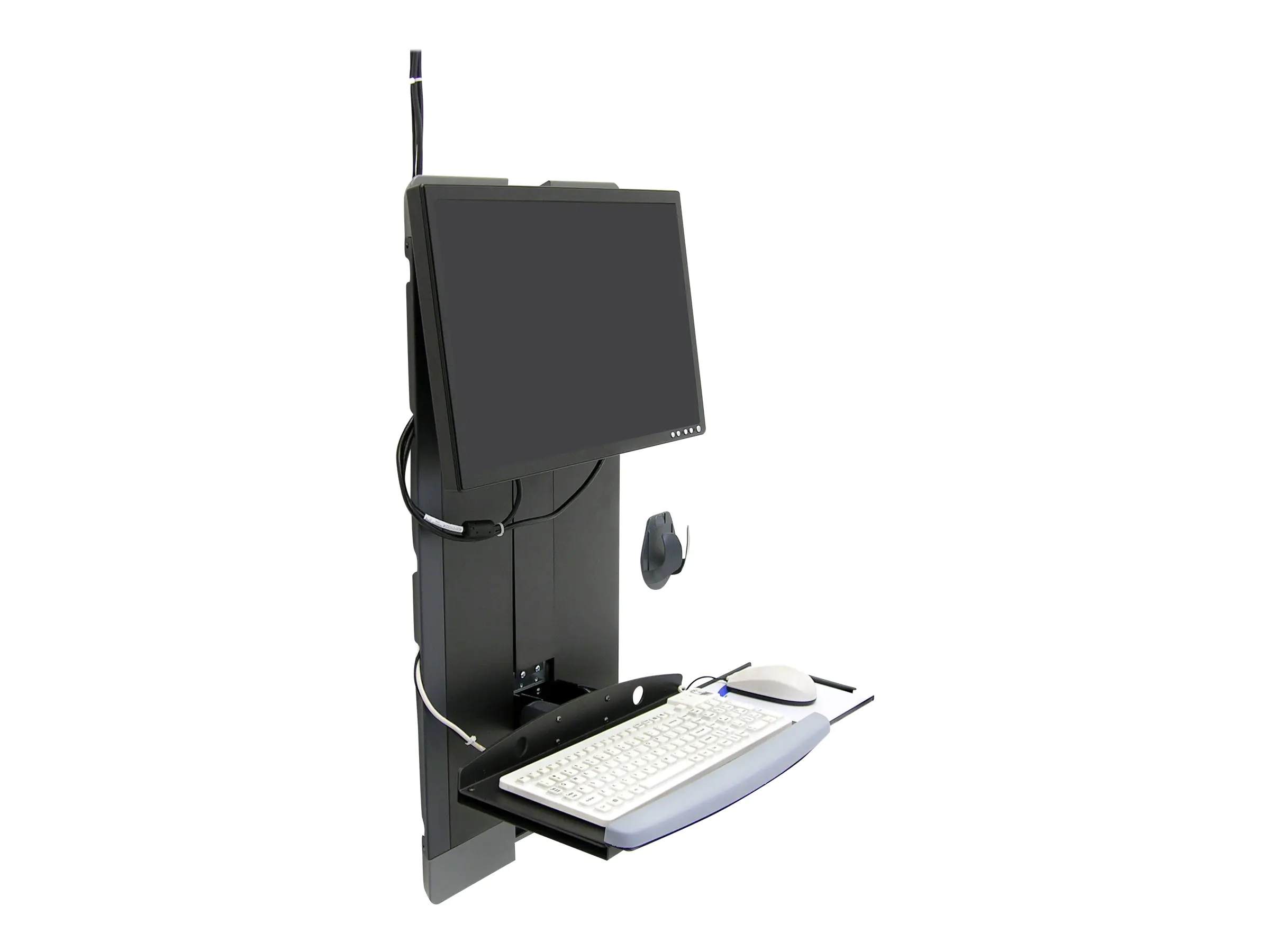 Ergotron - Befestigungskit (Handgelenkkissen, Maushalterung, vertikale Verstellschiene, klappbare Tastaturablage, Mauspad) - schmal - für LCD-Display / PC-Ausrüstung - für stark frequentierte Bereiche - Stahl - Schwarz - Bildschirmgröße: bis zu 61 cm (bis