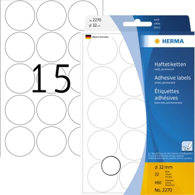 HERMA Markierungspunkt 2270 32mm weiß 480 St./Pack. HERMA Markierungspunkt 2270 32mm weiß 480 St./Pack.