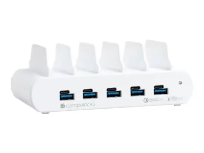 Compulocks 5 Port USB-C and USB-A Charging Dock with UK Plug - Ladestation - 10 Ausgabeanschlussst