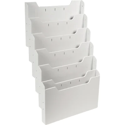 Exacompta Prospekthalter Office 32,7 x 52,3 x 11,3 cm (B x H x T) DIN A4 quer Polystyrol lichtgrau 6 Fächer