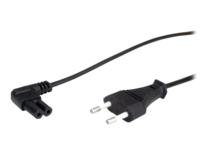 VALUE - Stromkabel - Eurostecker gerade zu power IEC 60320 C7 gewinkelt - Wechselstrom 250 V - 2.5 A - 1.8 m - Schwarz