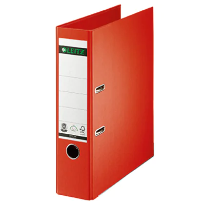 Leitz Ordner 80mm DIN A4 Rückenschild: geklebt Werkstoff: Pappe Material außen: Papier Material innen: Papier hellrot Leitz Ordner 80mm DIN A4 Rückenschild: geklebt Werkstoff: Pappe Material außen: Papier Material innen: Papier hellrot