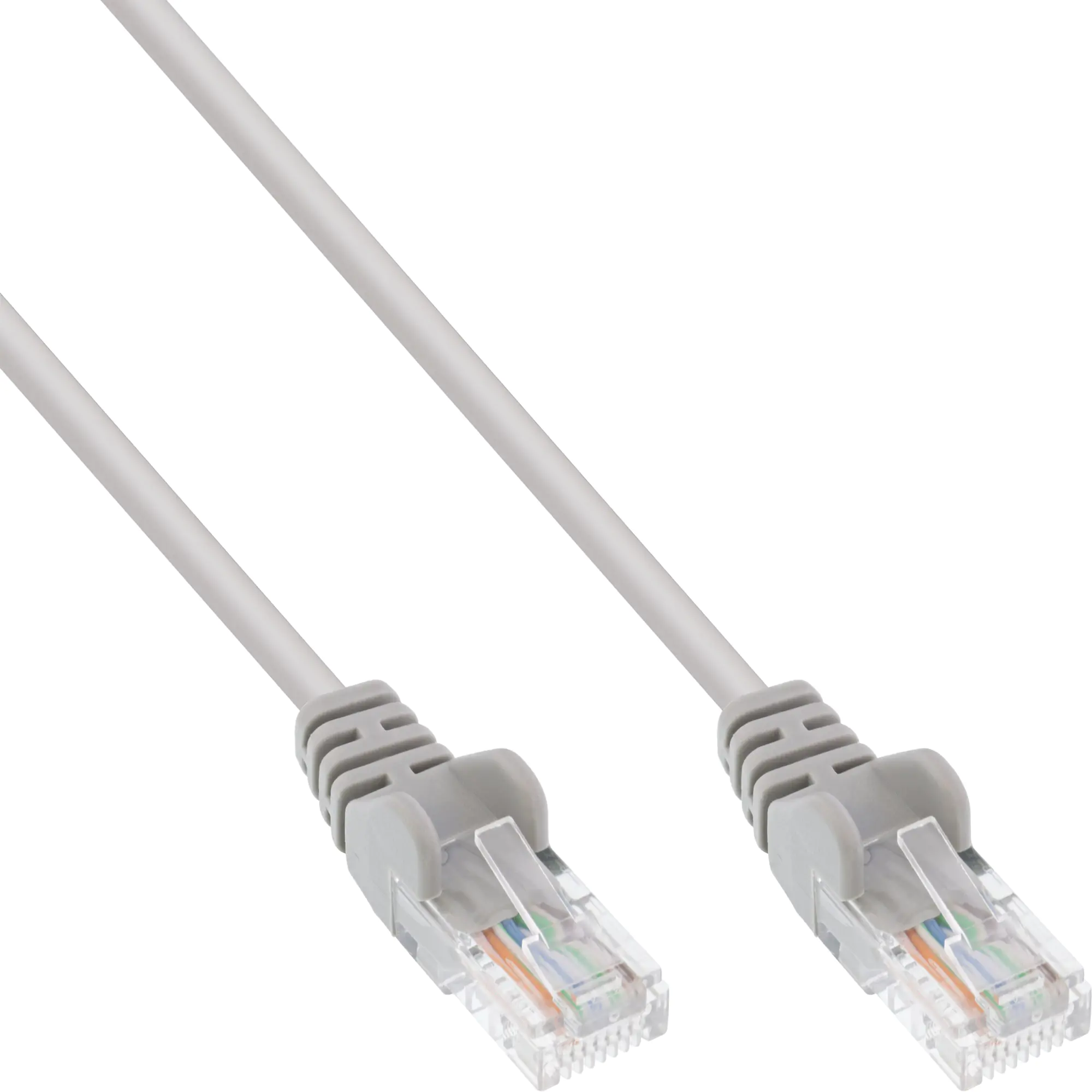 InLine - Patch-Kabel - RJ-45 (M) zu RJ-45 (M) - 10 m - UTP - CAT 5e - geformt, ohne Haken - Grau