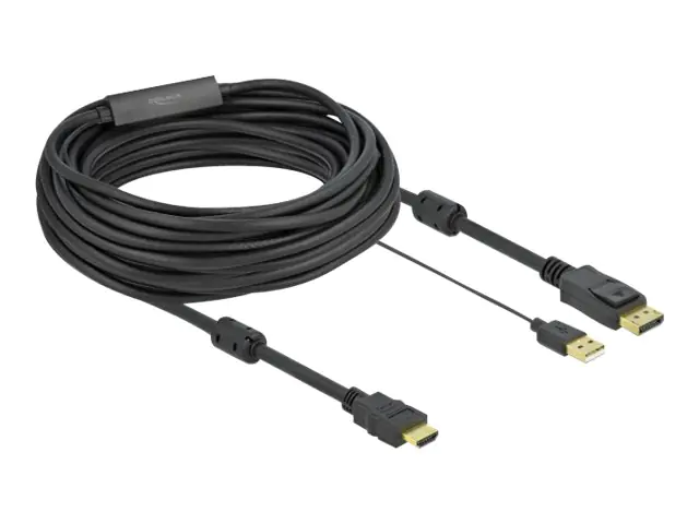 Delock - Video- / Audiokabel - HDMI, USB (nur Strom) männlich zu DisplayPort männlich - 10 m - Dreifachisolierung - Schwarz - 4K Unterstützung