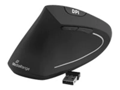 MediaRange - Vertikale Maus - ergonomisch - Für Linkshänder - optisch - 6 Tasten - kabellos - 2.4 GHz - kabelloser Empfänger (USB) - Schwarz MediaRange - Vertikale Maus - ergonomisch - Für Linkshänder - optisch - 6 Tasten - kabellos - 2.4 GHz - kabelloser Empfänger (USB) - Schwarz