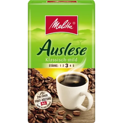 Melitta Kaffee Auslese mild gemahlen Intensität: 3 500 g/Pack. Melitta Kaffee Auslese mild gemahlen Intensität: 3 500 g/Pack.