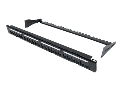 Intellinet 24-Port Patchpanel, unbestückt, 19", 1 HE, schwarz - Patch Panel - Schwarz - 1U - 24 Ports