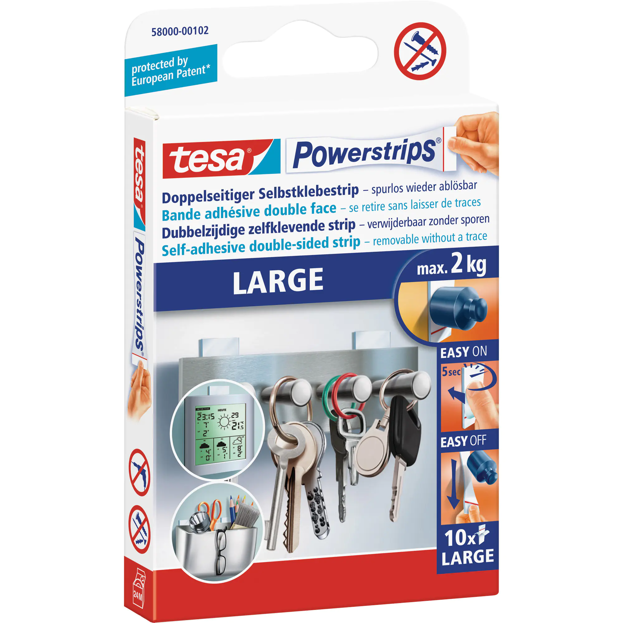 tesa Klebestücke Powerstrips Large 58000-00102 81x15mm ws 10 St./Pack.