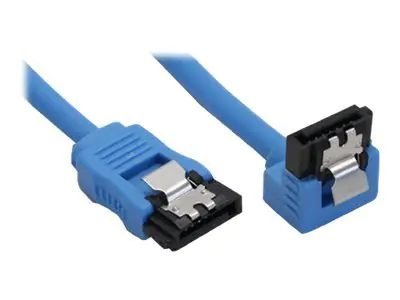 InLine - SATA-Kabel - Serial ATA 150/300/600 - SATA zu SATA - 50 cm - 90° Stecker, rund - Blau