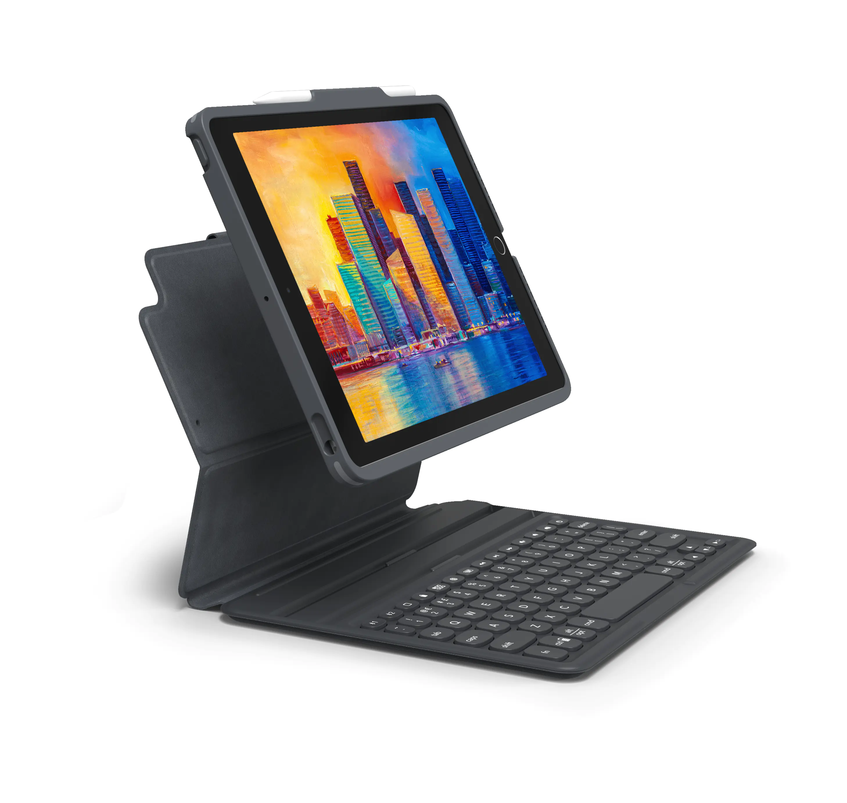 ZAGG Pro Keys - Tastatur und Foliohülle - hintergrundbeleuchtet - Bluetooth - QWERTZ - Deutsch - Schwarz/Grau Tastatur, Schwarz/Grau Gehäuse - für Apple 10.2-inch iPad (7. Generation, 8. Generation) 103407137