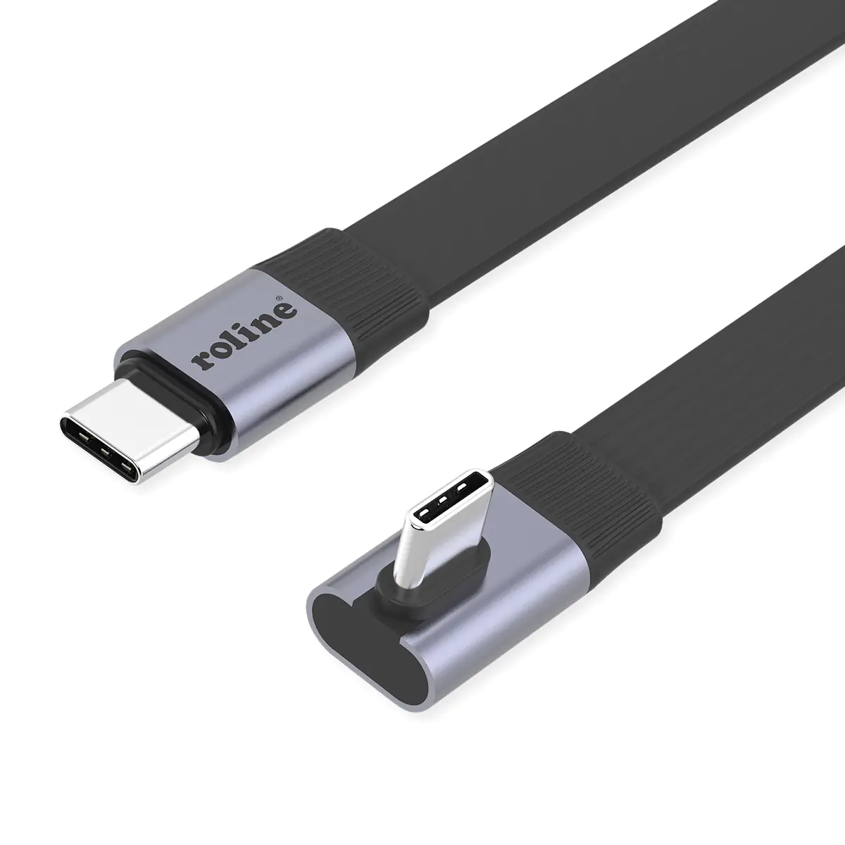 ROLINE USB4-2.0 Kabel 80 Gbit/s flach ST/ST gerade-90° abgewinkelt - Kabel - Digital/Daten