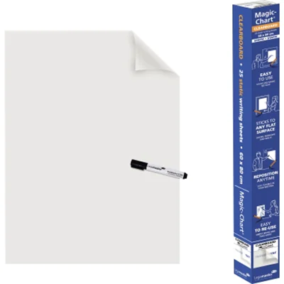 Legamaster Flipchartfolie Magic-Chart Clearboard 60 x 80 cm (B x H) 50µm selbsthaftend inkl. 1 Marker Polypropylen transparent 25 Bl./Pack. Legamaster Flipchartfolie Magic-Chart Clearboard 60 x 80 cm (B x H) 50µm selbsthaftend inkl. 1 Marker Polypropylen transparent 25 Bl./Pack.