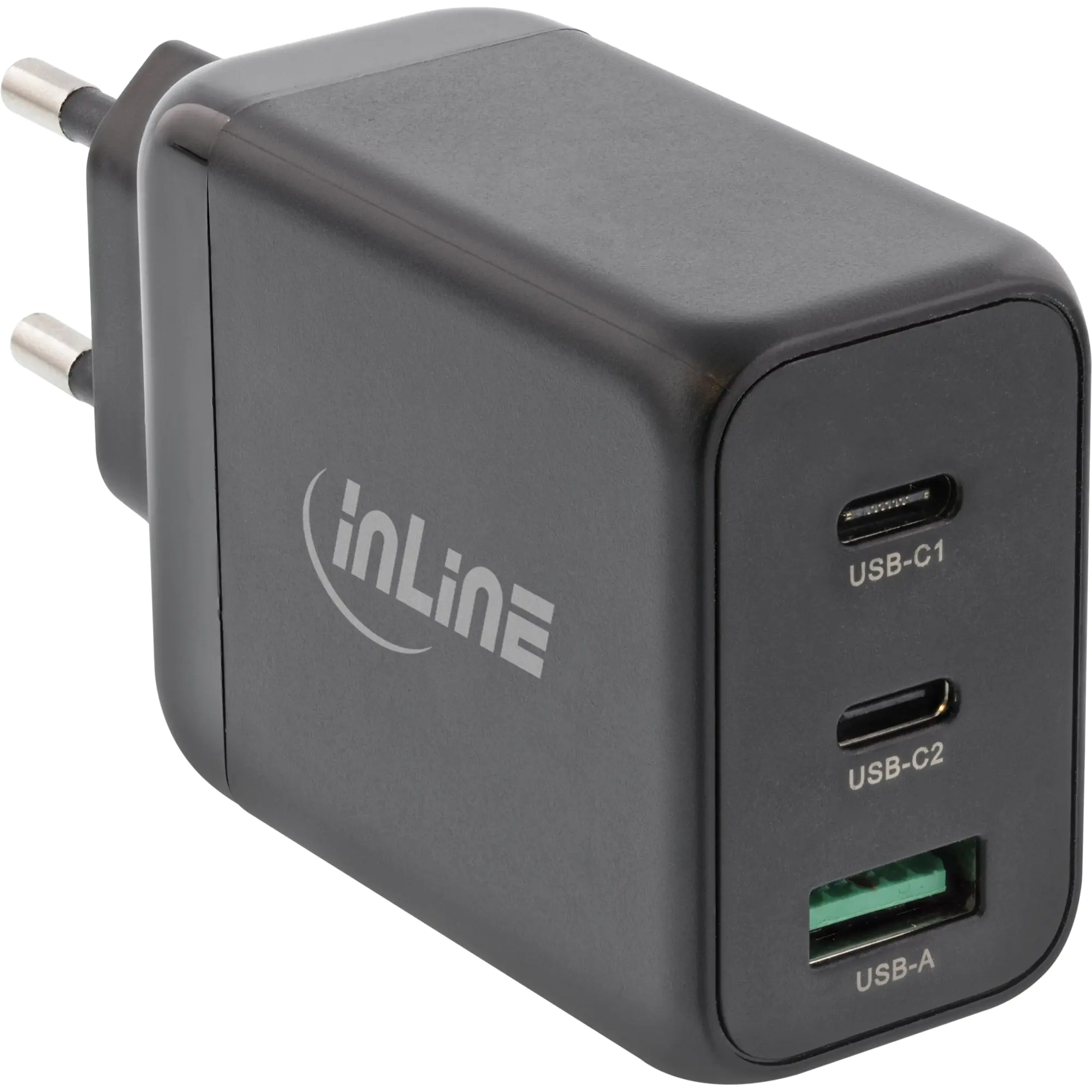 InLine USB PD Netzteil - GaN Ladegerät - 3-Port - Dual USB-C+USB-A - 65W - schwarz 31506F