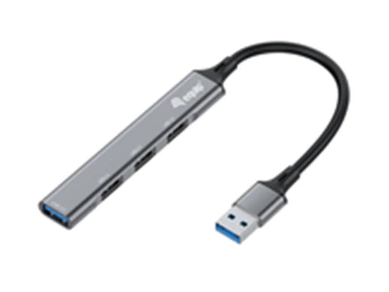 Equip 4-PORT-USB 3.0/2.0-HUB, USB 3.2 Gen 1 (3.1 Gen 1) Type-A, USB 2.0, USB 3.2 Gen 1 (3.1 Gen 1) Type-A, 5000 Mbit/s, Schwarz, Grau, Aluminium, 0,15 m 128960