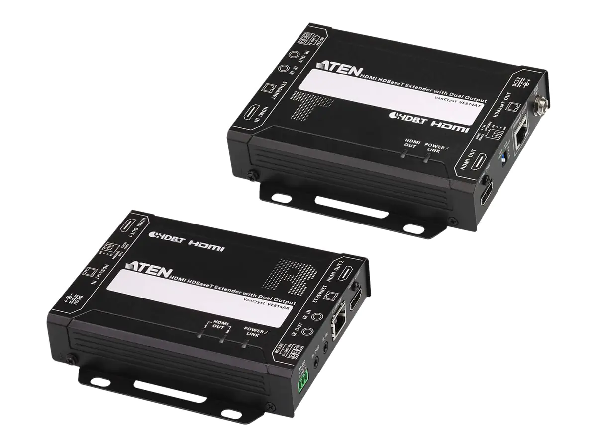 ATEN VanCryst VE814A HDMI HDBaseT Extender with Dual Output - Sender und Empfänger - Video/Audio/Infrarot/seriell/Netzwerkextender - HDBaseT - bis zu 100 m - für ATEN VP2730; VanCryst VM1600A, VM3200, VM5404H, VM6809H