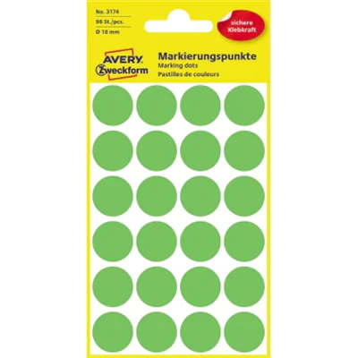 Avery Zweckform Markierungspunkt 3174 18mm leuchtgrün 96 St./Pack. Avery Zweckform Markierungspunkt 3174 18mm leuchtgrün 96 St./Pack.