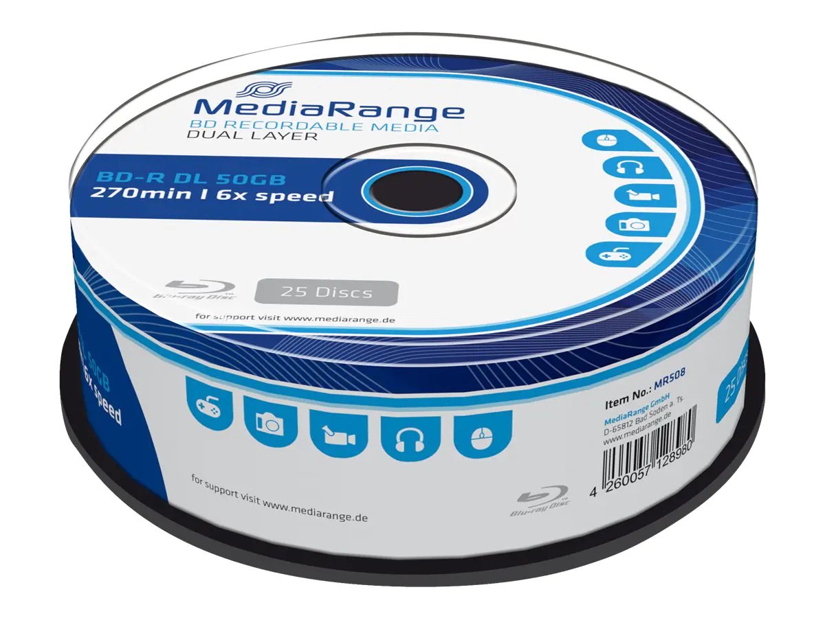 MediaRange - 25 x BD-R - 50 GB 6x - Spindel
