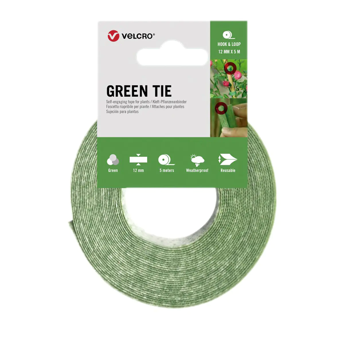 VELCRO 5m Selbstschliess. Band 12mm Grün VEL-PS20026