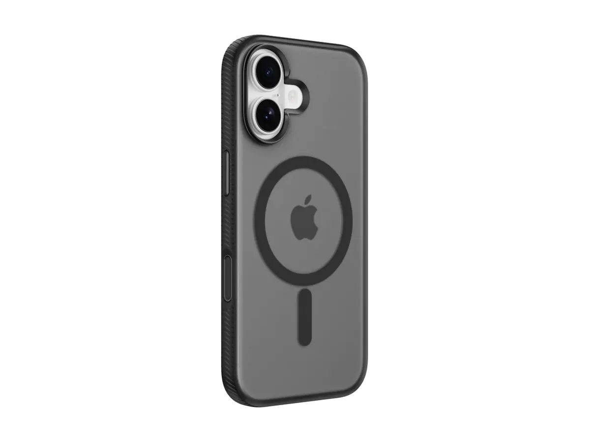 Belkin SheerForce Grip Series - Hintere Abdeckung für Mobiltelefon - MagSafe-Kompatibilität - aus recycelten Materialien hergestellt - Schwarz - für Apple iPhone 17