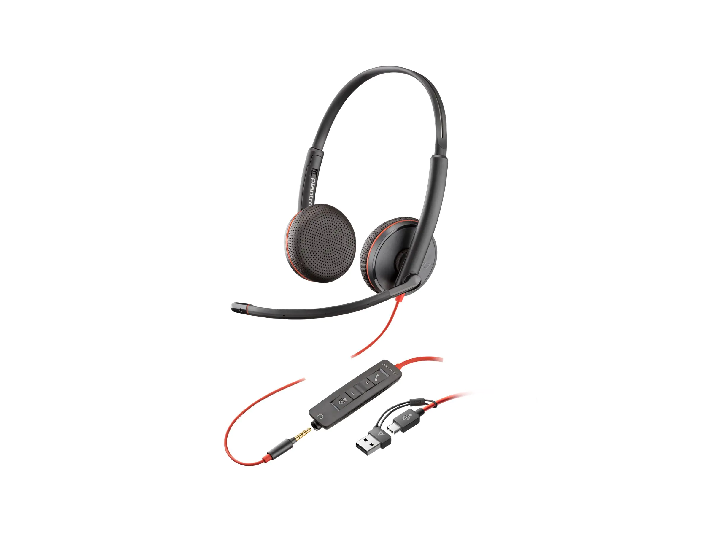 Poly Blackwire 3225 - Blackwire 3200 Series - Headset - On-Ear - kabelgebunden - 3,5 mm Stecker, USB-C - Schwarz - Zertifiziert für Skype für Unternehmen, Cisco Jabber Certified, Avaya Certified, UC-zertifiziert