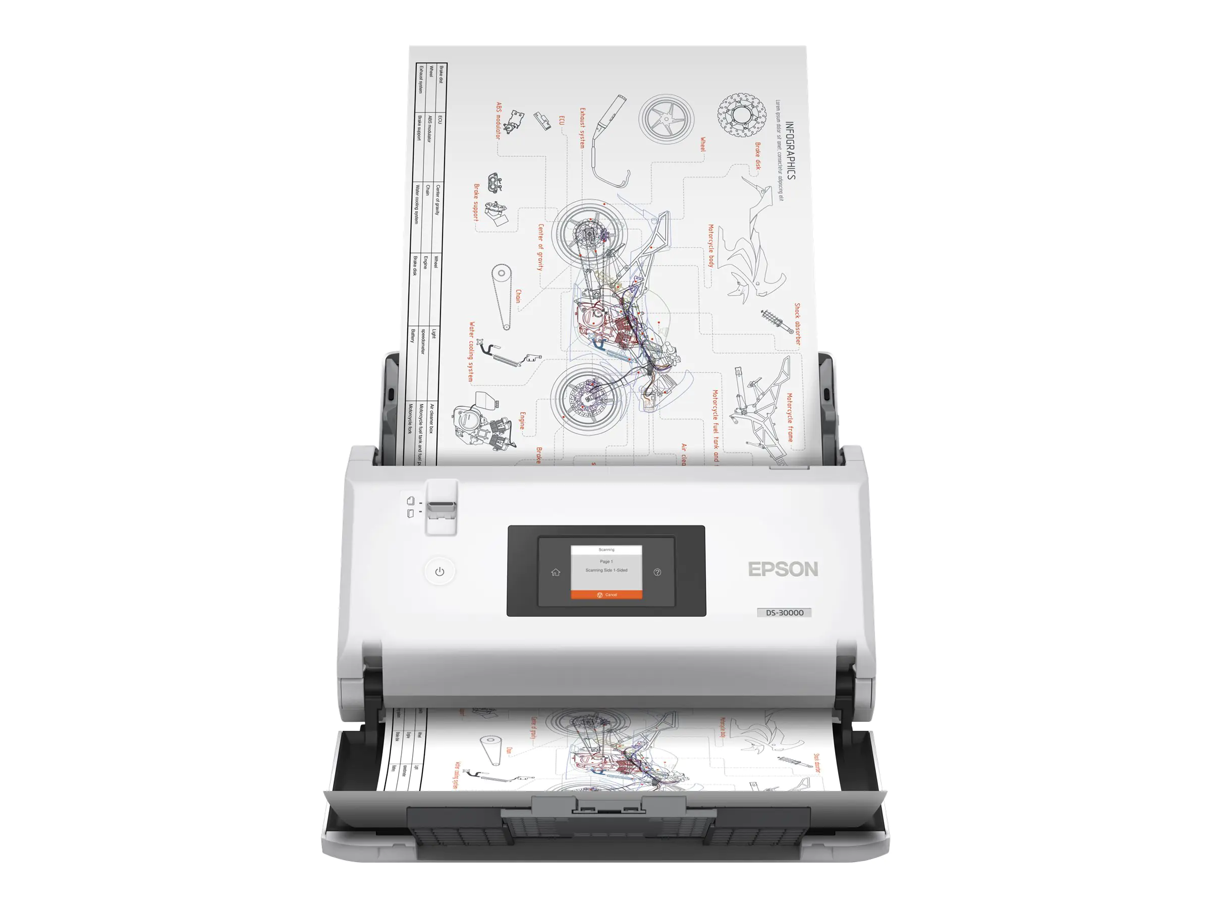 Epson WorkForce DS-30000 - Dokumentenscanner - Contact Image Sensor (CIS) - Duplex - A3 - 600 dpi x 600 dpi - bis zu 70 Seiten/Min. (einfarbig) / bis zu 70 Seiten/Min. (Farbe) - automatischer Dokumenteneinzug (120 Blätter) - bis zu 30000 Scanvorgänge/Tag
