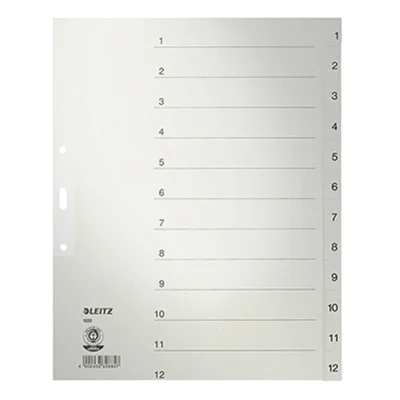 Leitz Register 12330085 DIN A4 1-12 volle Höhe Papier grau Leitz Register 12330085 DIN A4 1-12 volle Höhe Papier grau