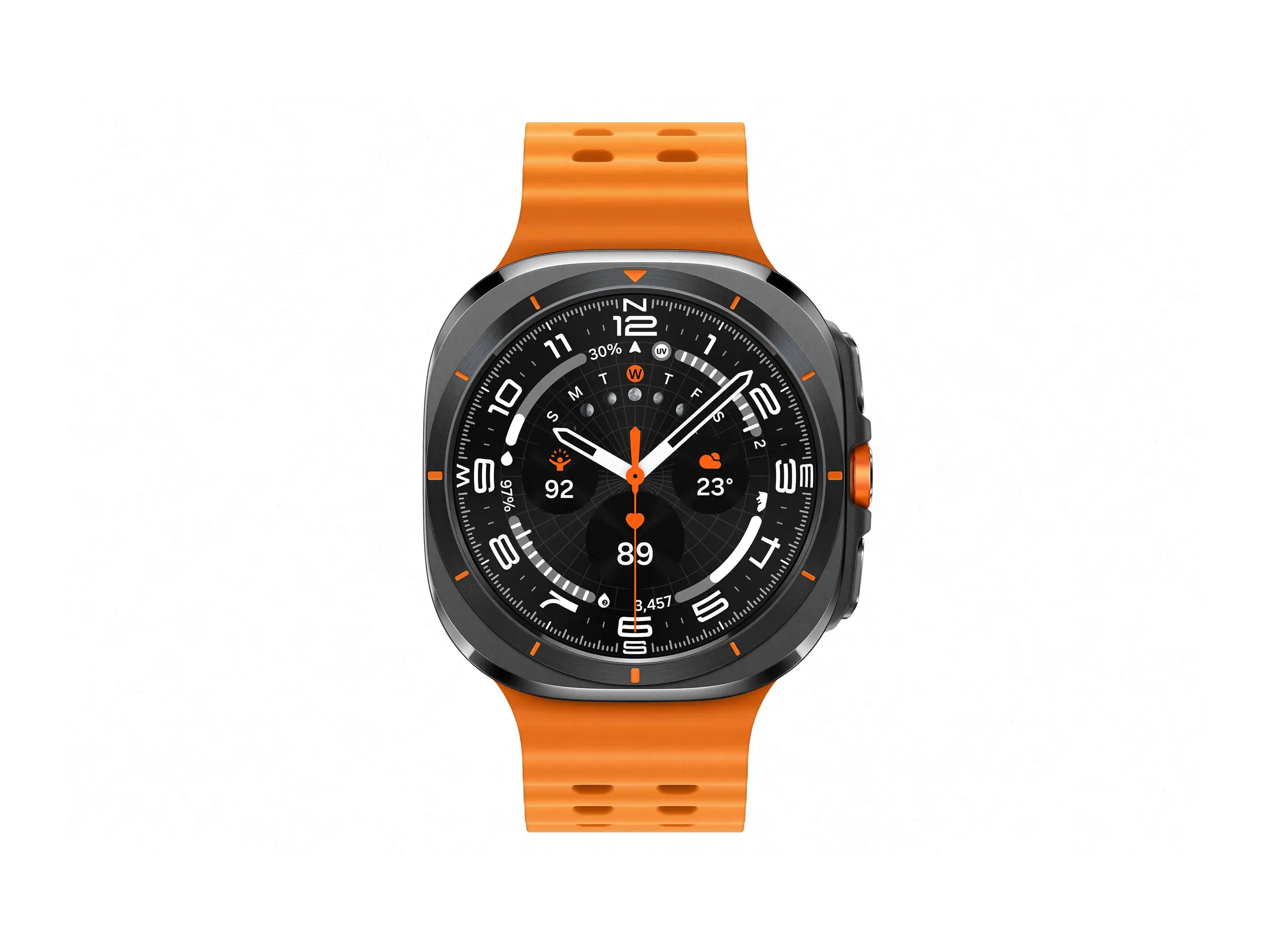 Samsung Galaxy Watch Ultra - 47 mm - titanfarben grau - intelligente Uhr mit Marineband - Gummi - Orange - Bandgröße: S/M/L - Anzeige 3.73 cm (1.5") - 64 GB - LTE, NFC, Bluetooth, Wi-Fi - 4G - 60.5 g