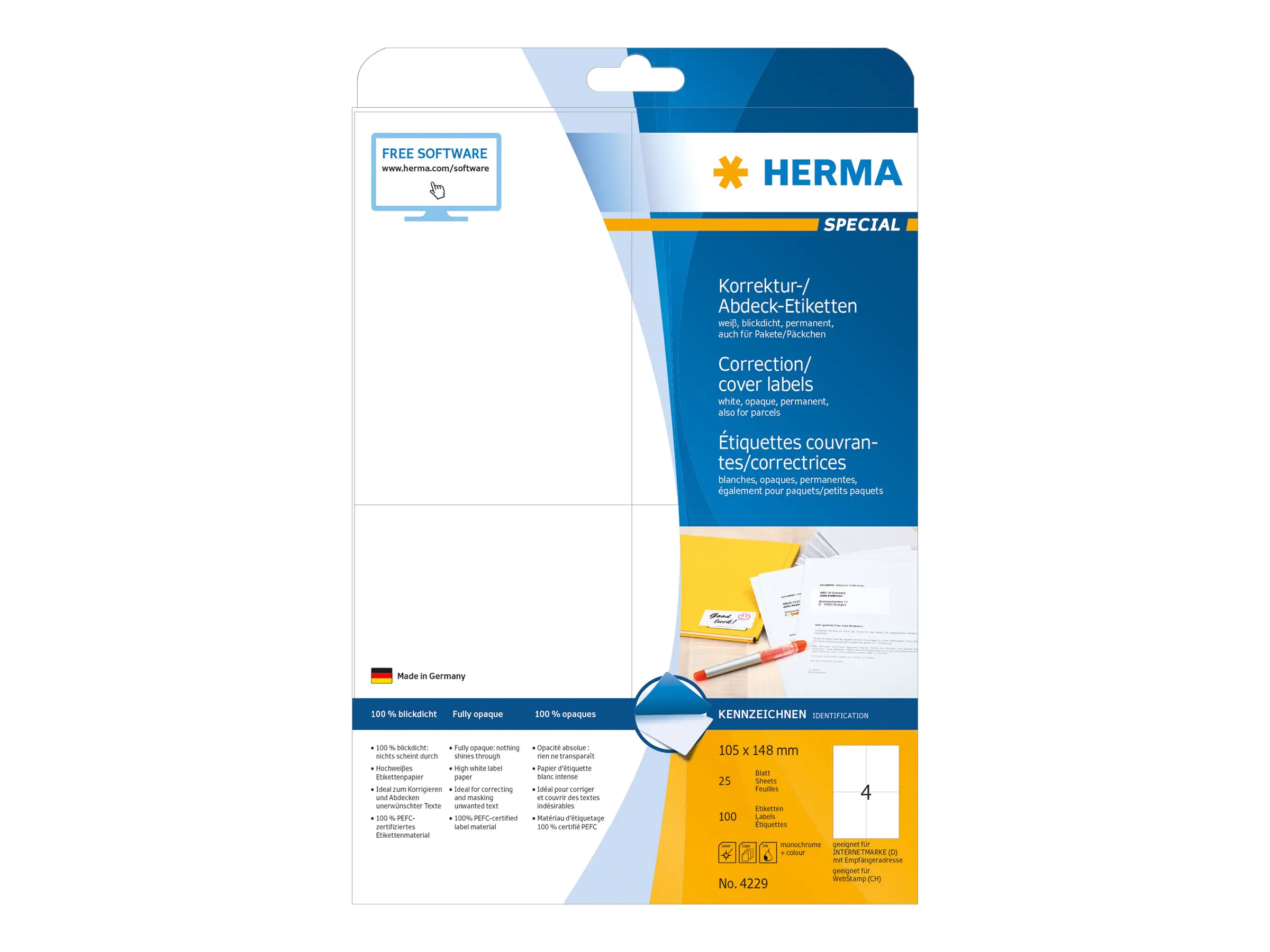 HERMA Etikett 4229 105x148mm A4 weiß 100 St./Pack.