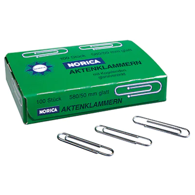 NORICA Büroklammer 2260 50mm glatt verzinkt 100 St./Pack. NORICA Büroklammer 2260 50mm glatt verzinkt 100 St./Pack.